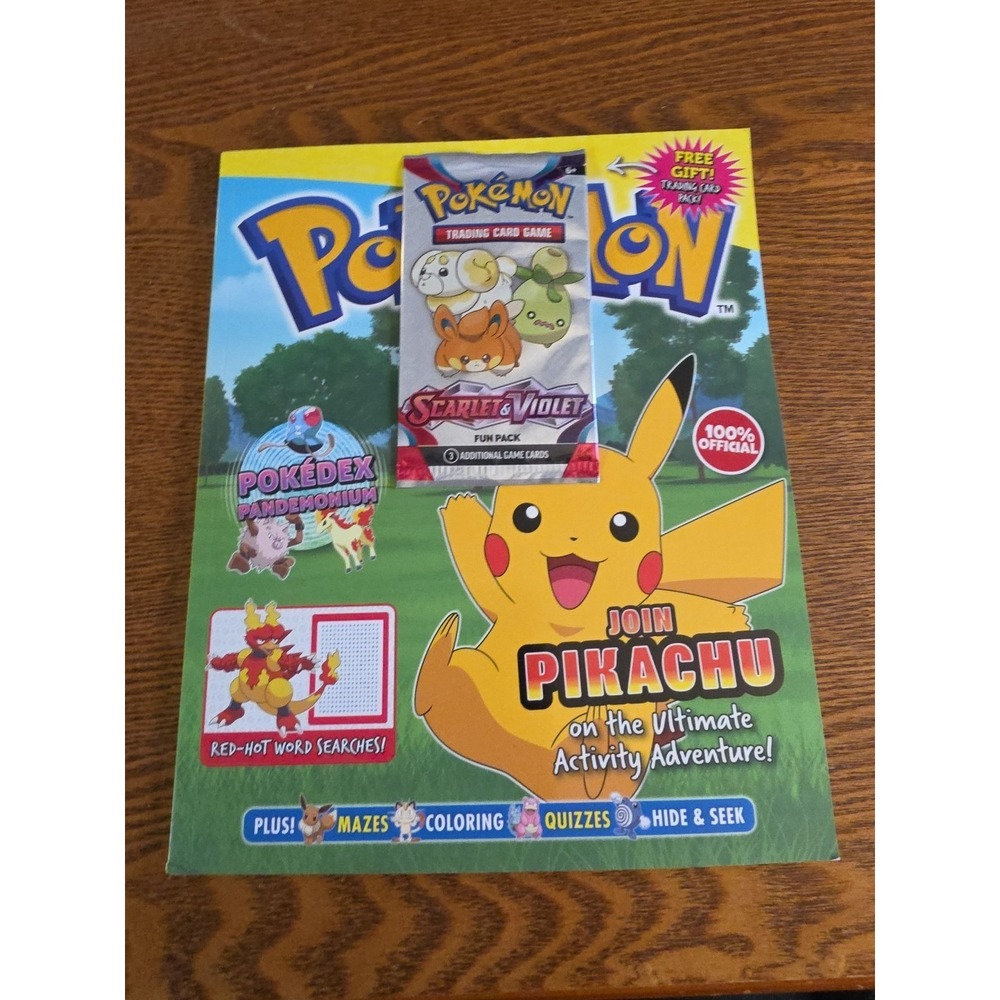 Pokémon Activity Magazine w/ Sealed Scarlet & Violet TCG Fun Pack |‎ Pikachu